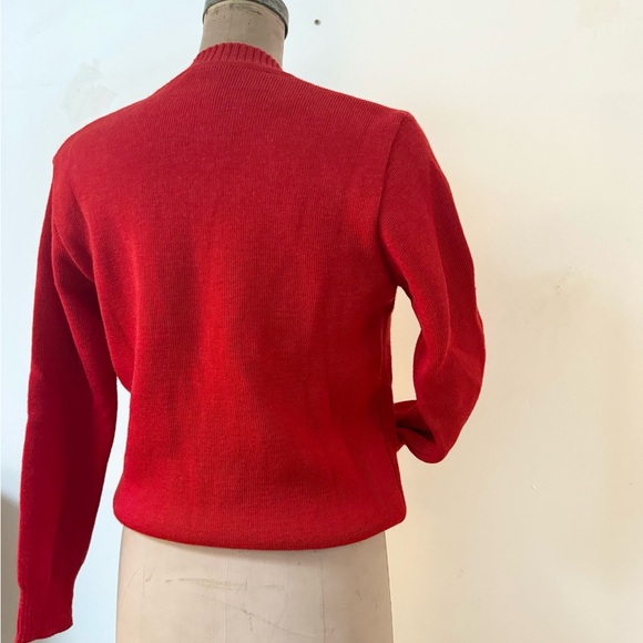 vintage deadstock ARMOR-LUX red wool cardigan made in France SMALL - Picture 5 of 9
